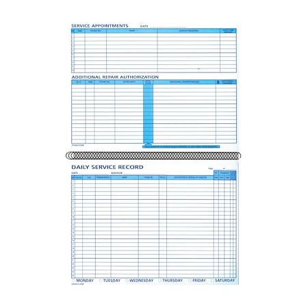 Asp Daily Service Record Book, 8 1/2 X 11, Form No Dsr Pk 168-ASP